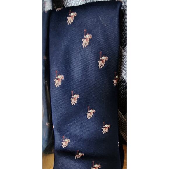 Vintage $95 Navy Polo Pony Silk Tie Equestrian Preppy Core Horse Race Executive - Picture 2 of 7